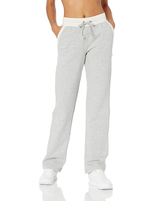 Champion Women's Fleece Open Bottom Pant (XX-Large(36.5-39.5"), Oxford Grey Heather/Oatmeal Heather)