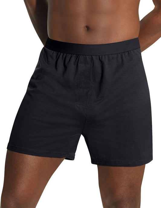 Hanes Men's TAGLESS Knit Boxers with Comfort Flex Waistband 3-Pack_Blk/Grey_3X-L