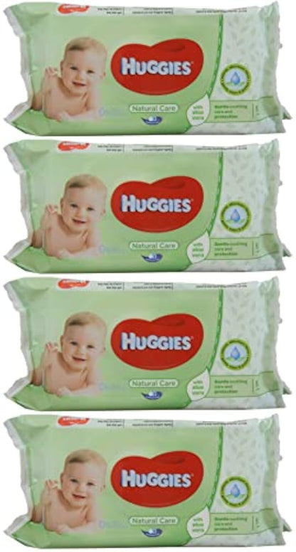 Huggies Baby Wipes Natural Care with Aloe Vera, 56 Count (Pack of 4)