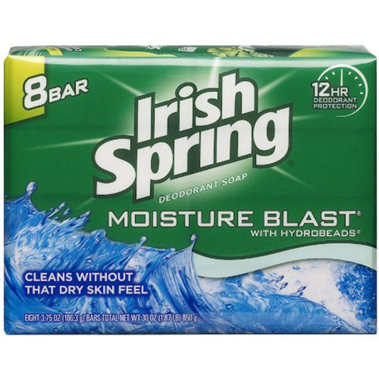 Irish Spring Moisture Blast Bar Soap, 3.75oz 8 Count