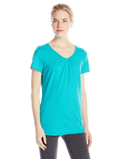 Hanes Women's Shirts, Slub Cotton Shirred V-Neck Tee, Cotton T-Shirts for Women, Women’s Tee Shirts