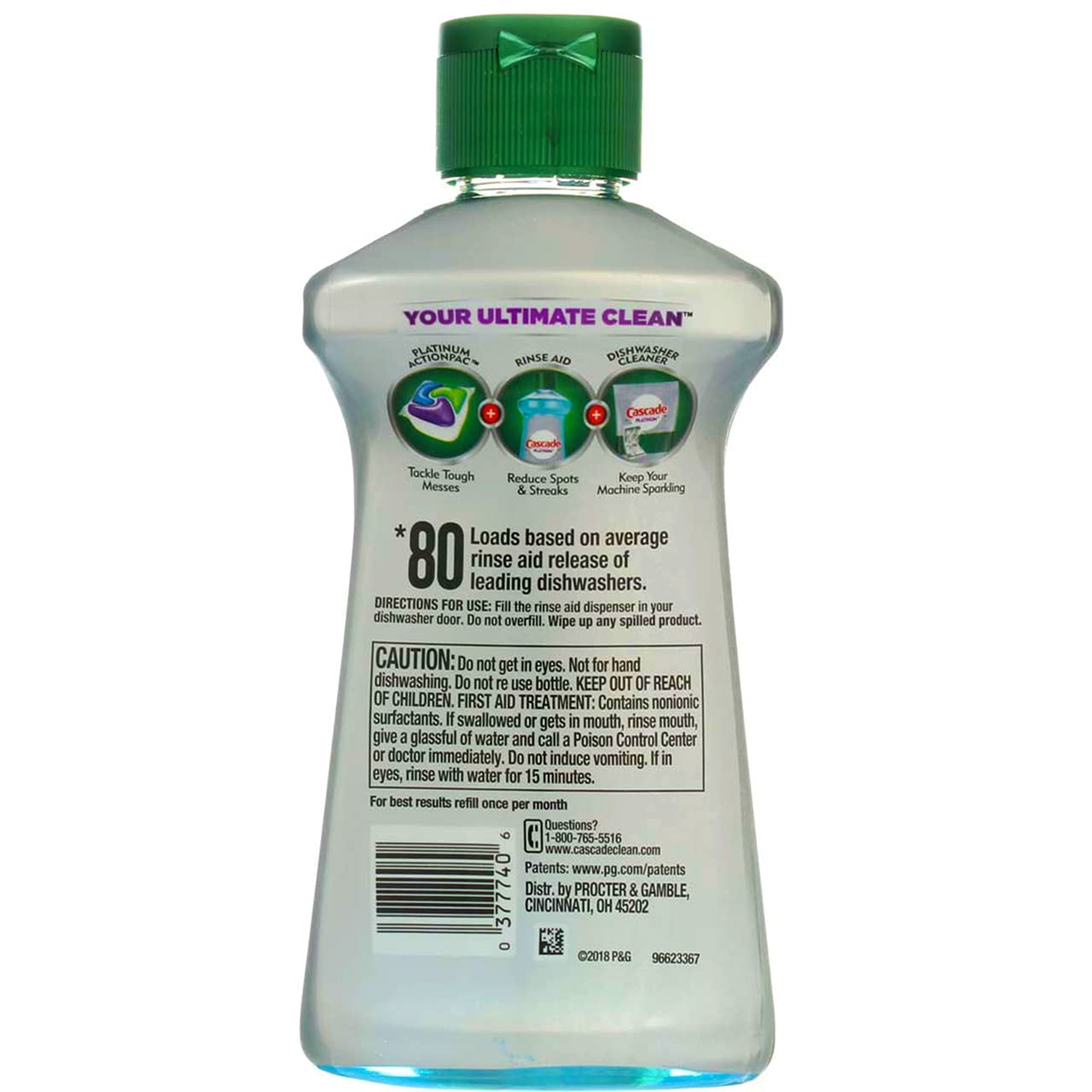 Cascade Rinse Aid Platinum, Dishwasher Rinse Agent, Regular Scent, 8.45 Ounce, (Pack of 3)
