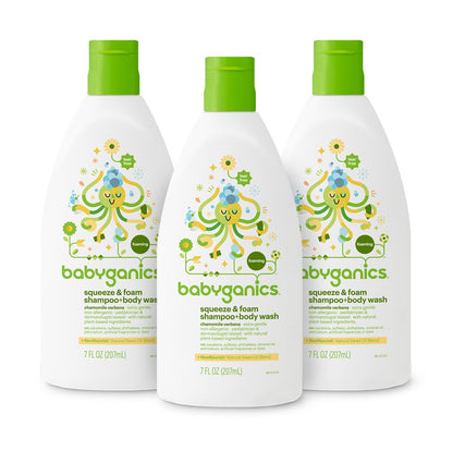 Babyganics Baby Shampoo + Body Wash Pump Bottle, Chamomile Verbena, , 3 Pack, Packaging May Vary