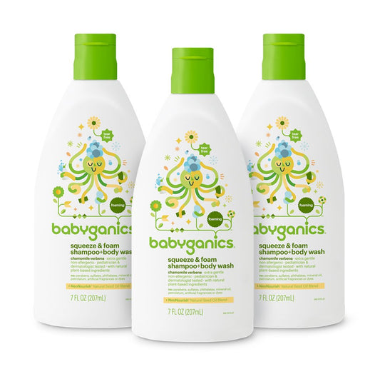Babyganics Baby Shampoo + Body Wash Pump Bottle, Chamomile Verbena, , 3 Pack, Packaging May Vary