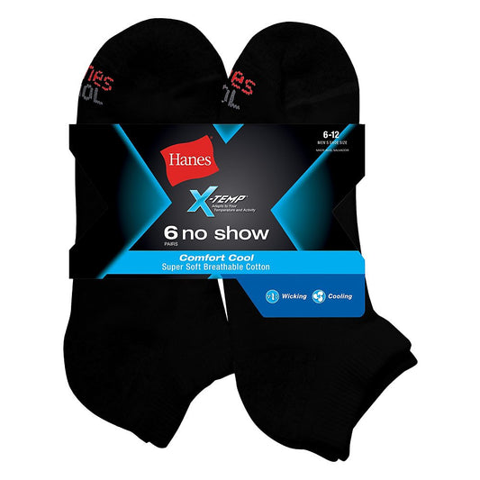 Hanes Men's No-Show Socks (Black, 2-Pack (12 Pairs) Sock: 10-13 / shoe: 6-12)