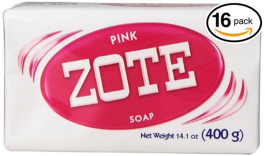 (PACK OF 16 BARS) Zote Pink Laundry Bar Soap, with Even MORE Pinkning Power & Satin Remover. Light Fresh Scent! Safe for delicate clothes! (16 Bars, 14.1oz Each Bar)