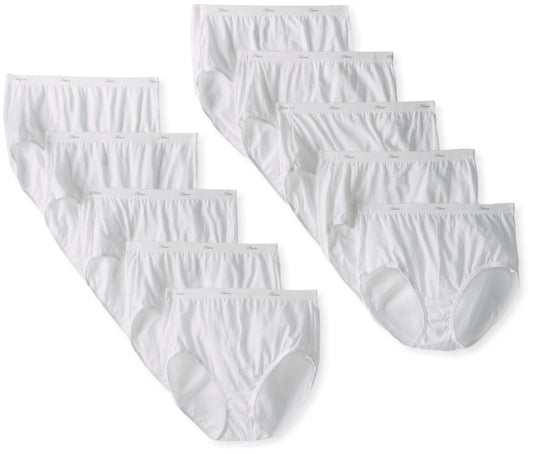 Hanes Women's 10Pack White Cotton Briefs Ladies Panties Underwear 12