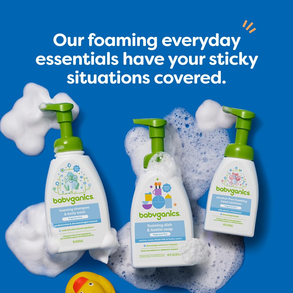 Babyganics Foaming Dish Soap, Pump Bottle, Fragrance Free, 16 oz.