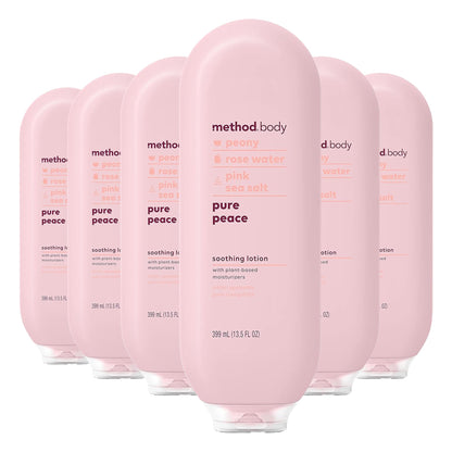 Method Daily Lotion, Pure Peace, Plant-Based Moisturizer for 24 Hours of Hydration, 13.5 Fl Oz (Pack of 6)