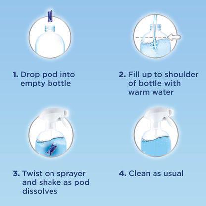 Windex Dissolve Concentrated Pods, Glass Cleaner Starter Kit contains 1 Reusable Bottle, 3 Concentrated Dissolvable Pod