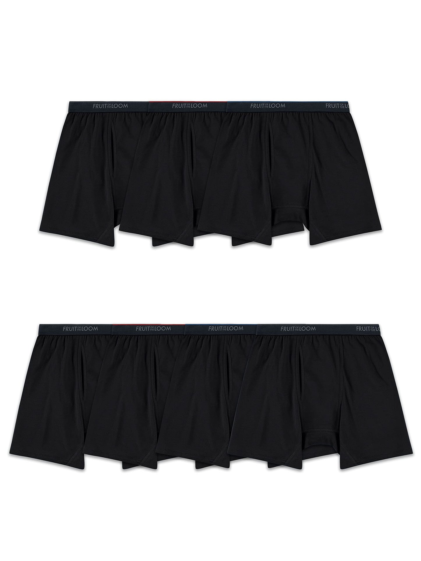 Fruit of the Loom Men's 360 Stretch Boxer Briefs (Quick Dry & Moisture Wicking), 7 Pack-Black, 3X-Large