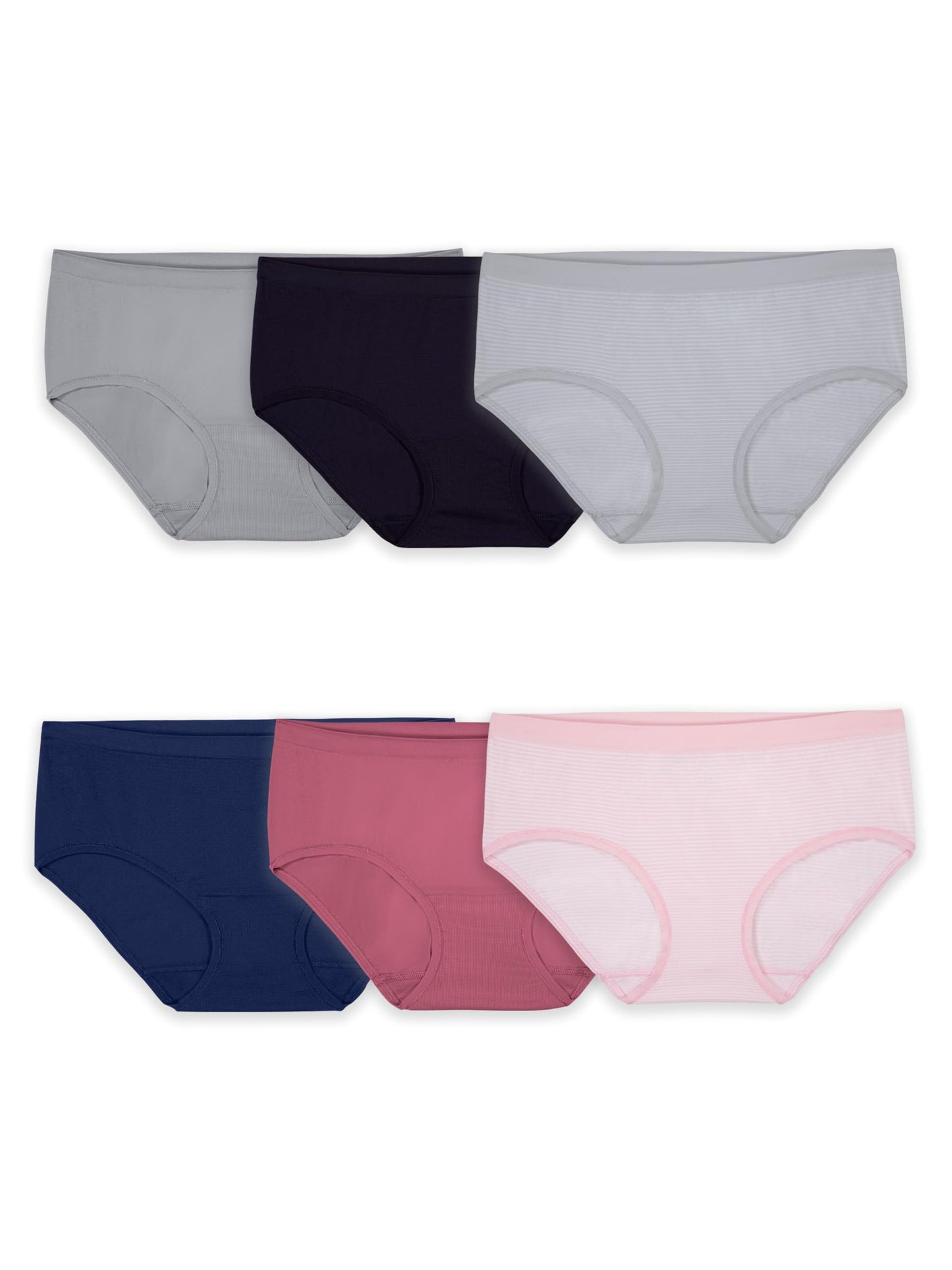 Fruit of the Loom womens Seamless Panties Bikini Underwear, Bikini - 6 Pack Assorted Colors, 9 US