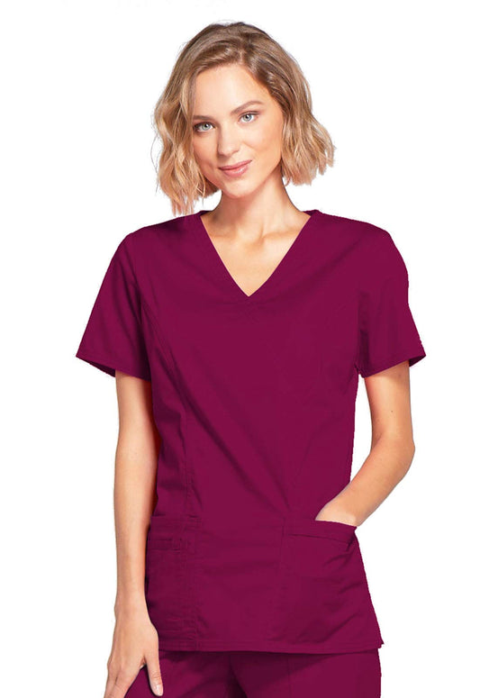 Cherokee Women's Workwear Scrubs Core Stretch Mock-Wrap Top (XX-Small), Wine (Copy)