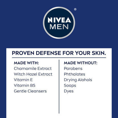 NIVEA MEN Sensitive Face Wash with Vitamin E and Chamomile Extract, No Drying Alcohol, Gentle Face Wash for Men with Sensitive Skin, 5 Fl Oz Tube