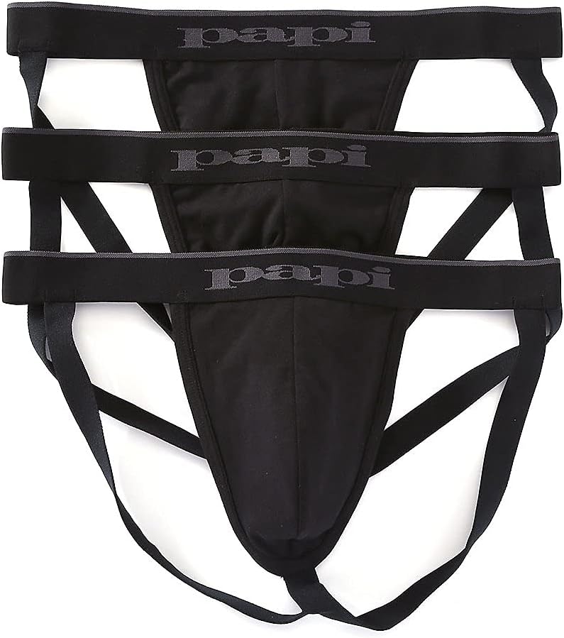 Papi Men's Cotton Stretch Jock Strap 3-Pack of Underwear
