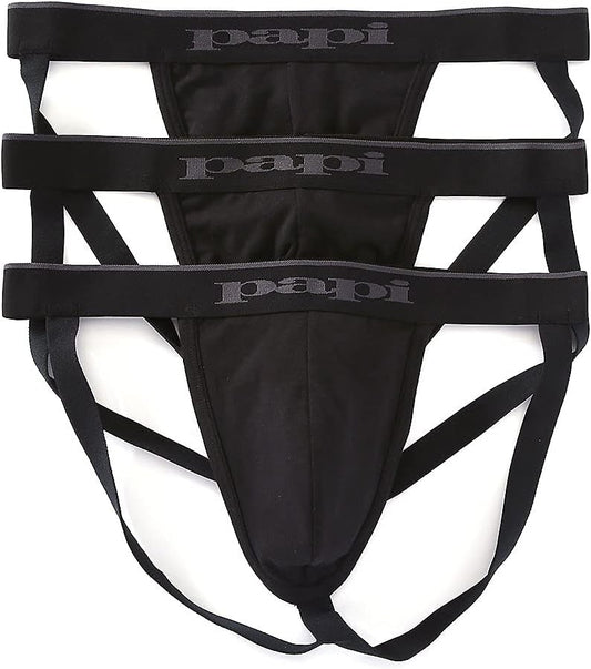 Papi Men's Cotton Stretch Jock Strap 3-Pack of Underwear