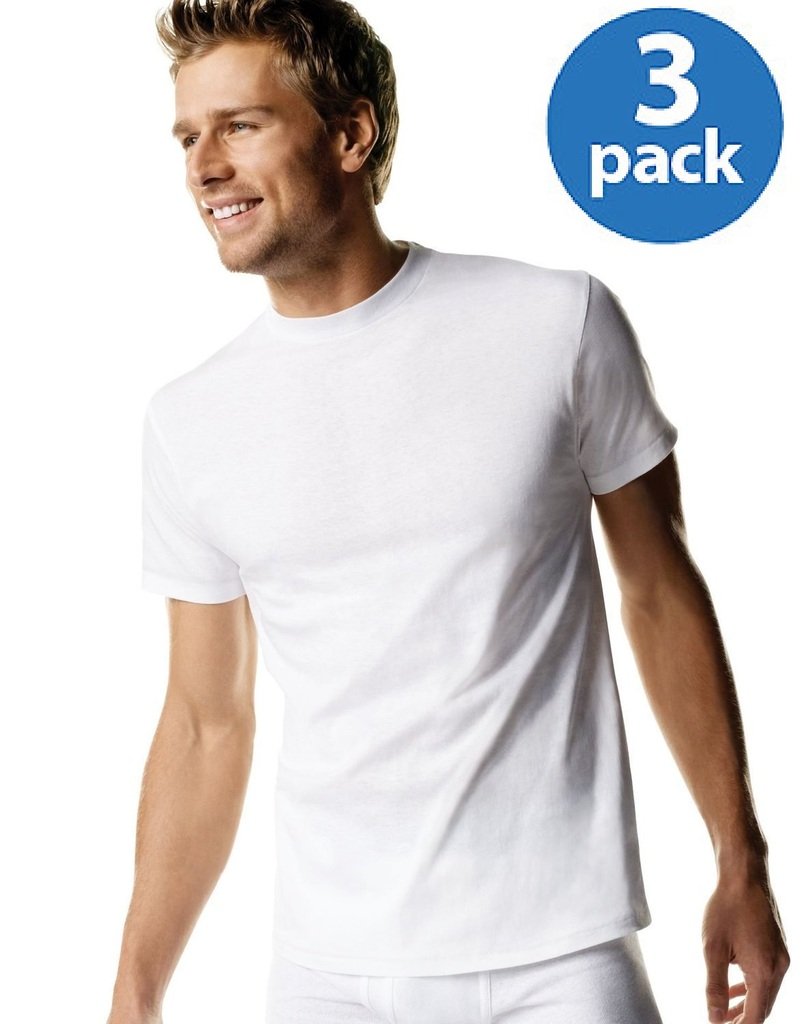 Hanes Men's 3Pack Crew Neck Tagless White Undershirts Crewneck T-Shirts, 4XL