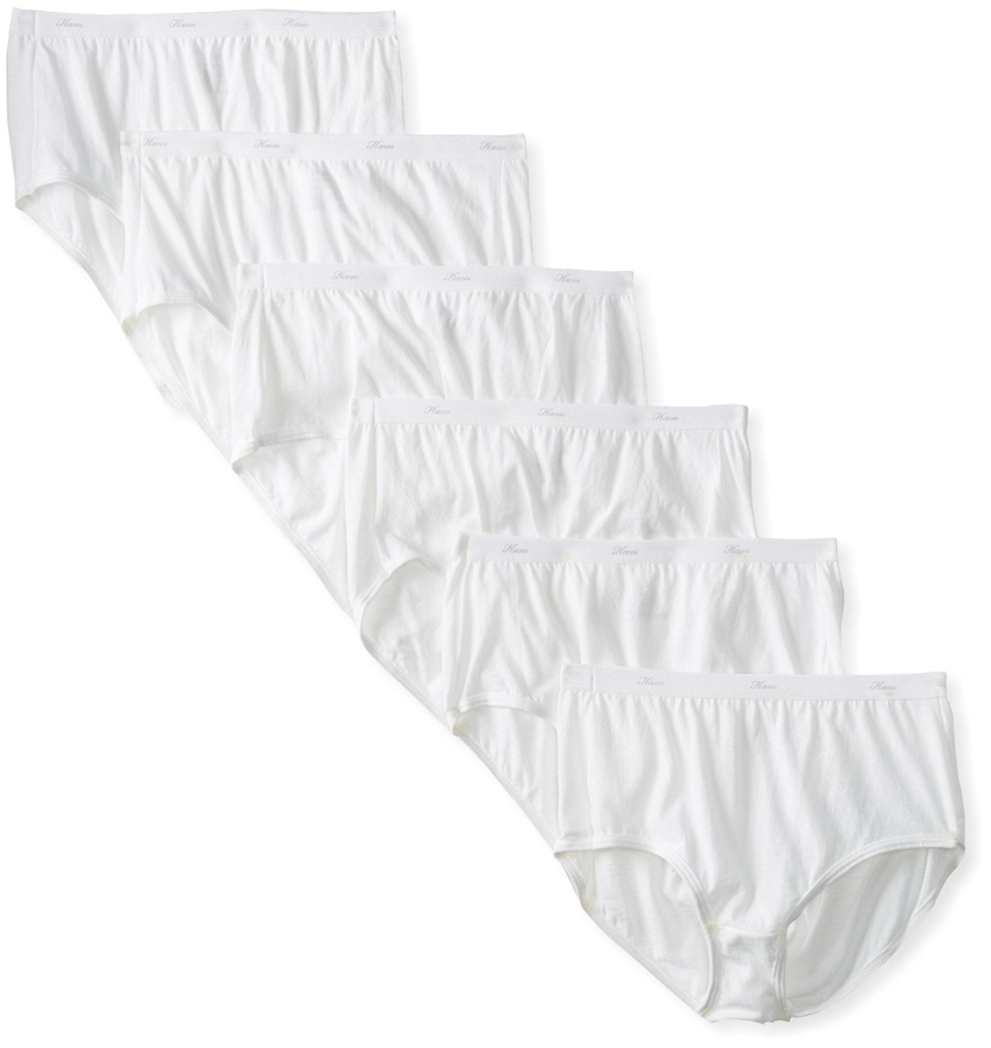 Hanes Women's 6 Pack Core Cotton Brief Panty (White, Size 12)