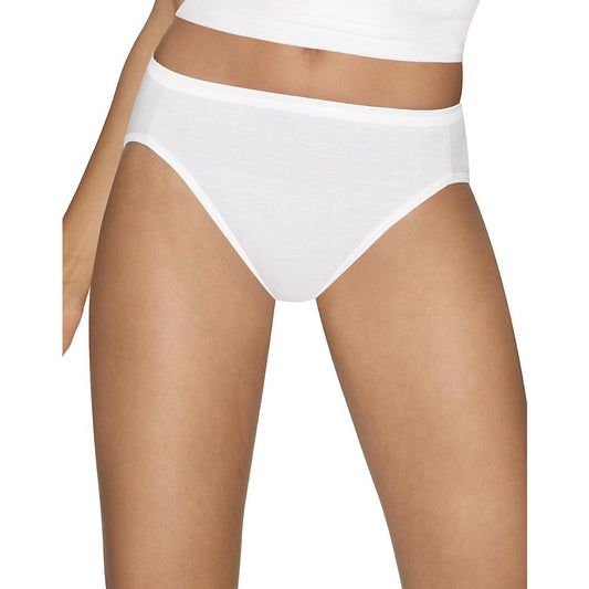 Hanes Women's Ultimate Cotton Comfort Hi-Cut Panties All White Colors 4-Pack
