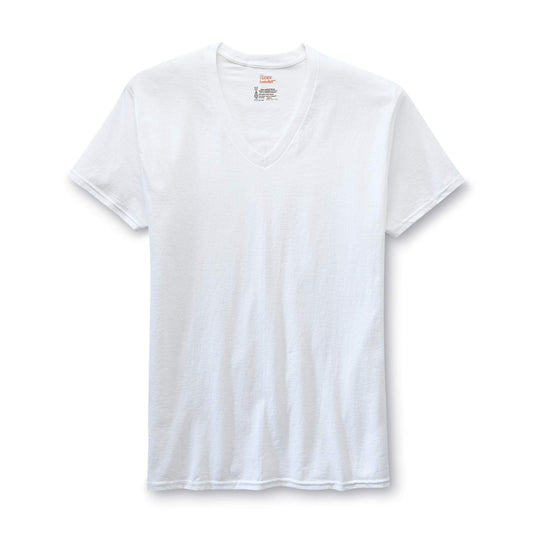 Hanes Men's TAGLESS V-Neck Undershirt 6-Pack, White, Size Large