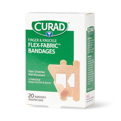 CURAD Flex-Fabric Finger and Knuckle Bandages, Assorted Sizes, Box of 20