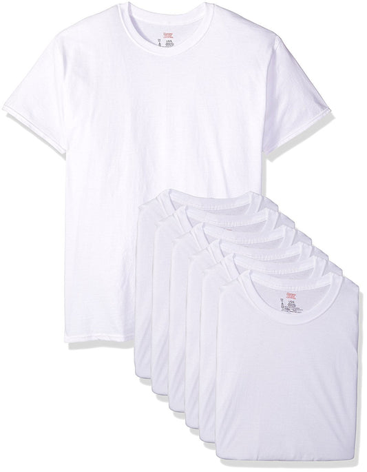 Hanes Men's Classics 6 Pack Crew Neck Tee (Large, White)