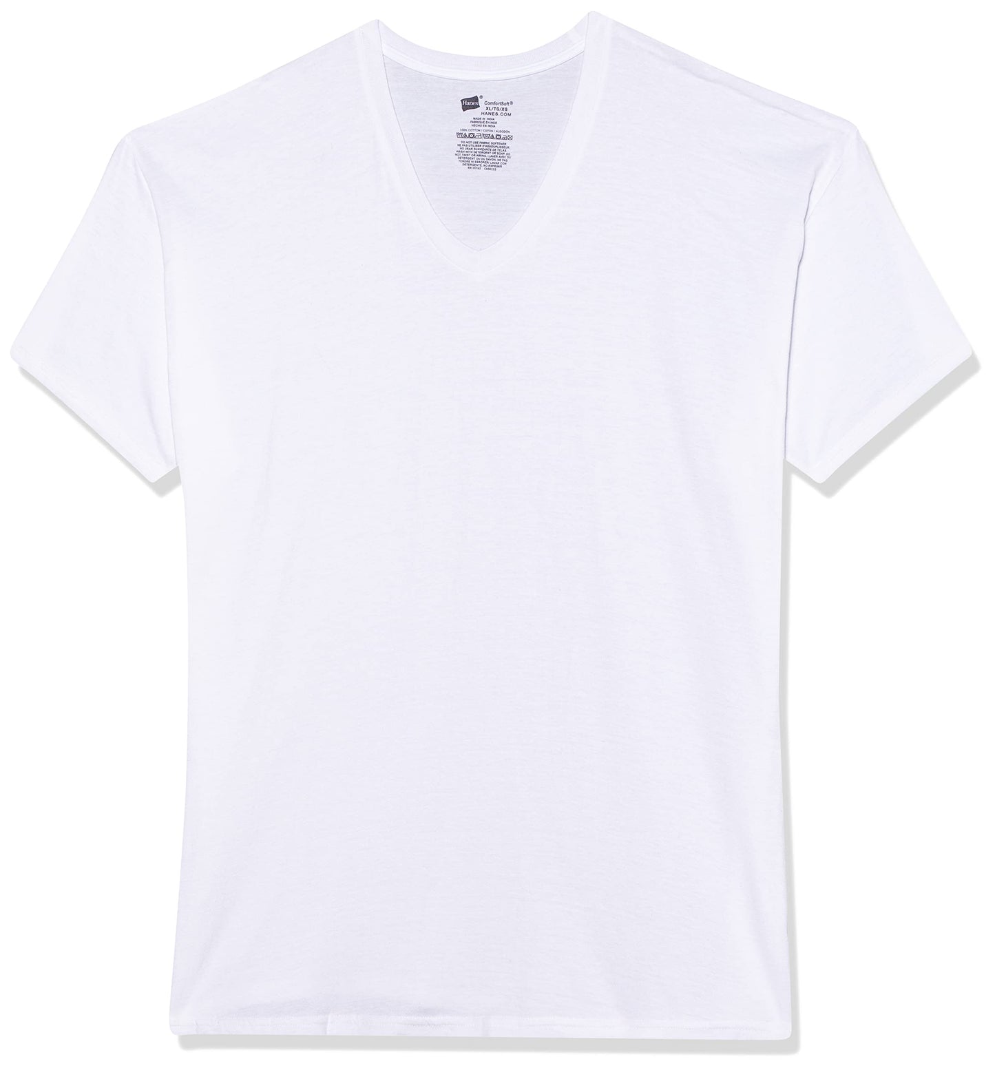 Hanes Ultimate Men's 6 Pack FreshIQ V-Neck Tee, White, Small