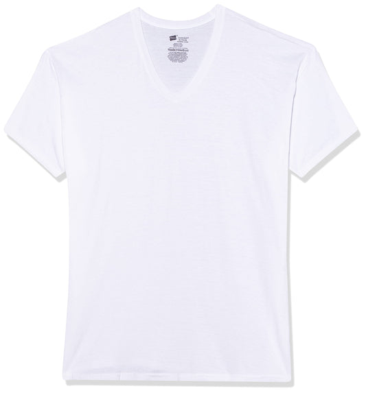 Hanes Men's FreshIQ V-Neck T-Shirts (XXX-Large Tall, White)