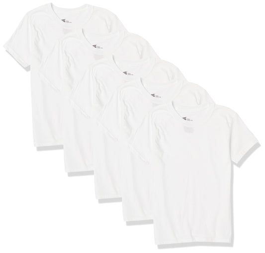 Hanes Boys' Big Ultimate Cool Comfort Crewneck Undershirt 5-Pack, White, Extra Small