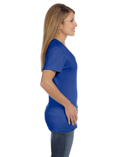 Hanes Ladies Ringspun Cotton nano-T V-Neck T-Shirt, XS, DEEP ROYAL