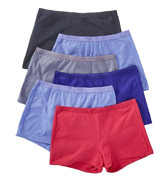 Fruit of The Loom Womens 6-Pack Cotton Shorties - Assorted Solids 6DSHTAS (7 / Large (Hips 40-41))