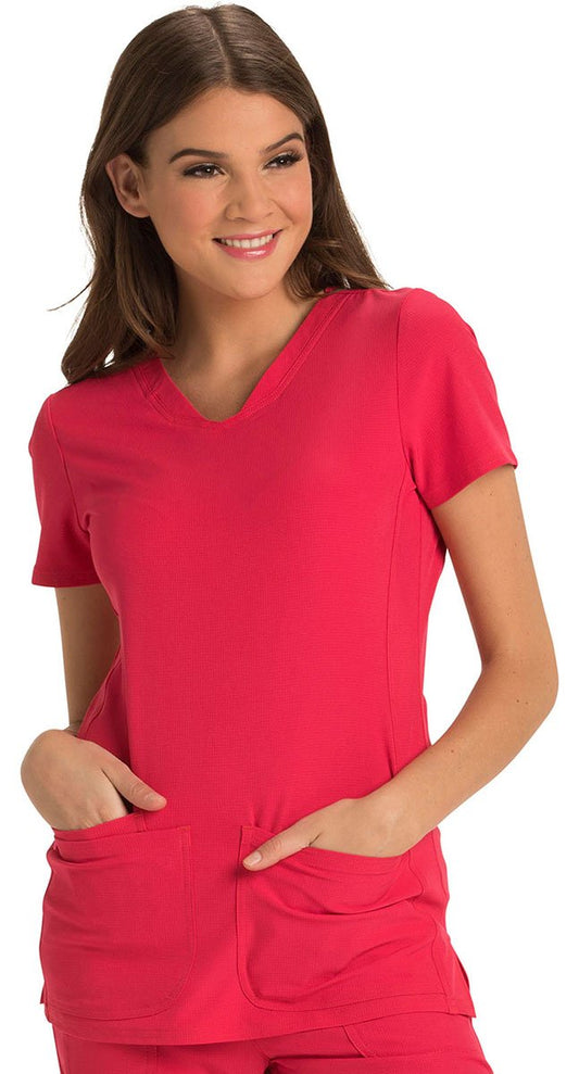 heartsoul Break On Through By Women's Pitter-Pat V-Neck Solid Scrub Top X-Small Strawberry Rose