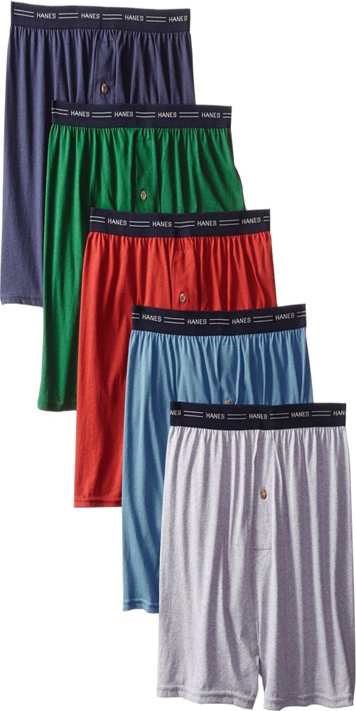 Hanes mens Classics TAGLESS ComfortSoft Knit Boxers with Comfort Flex Waistband 5-Pack(709BP5)-Assorted-XL