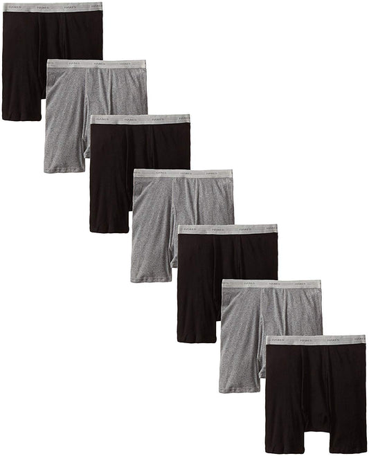 Hanes Mens Boxer Brief with Comfort Flex Waistband (2349B7) (Black/Grey - 7 Pack, XXXXX-Large)