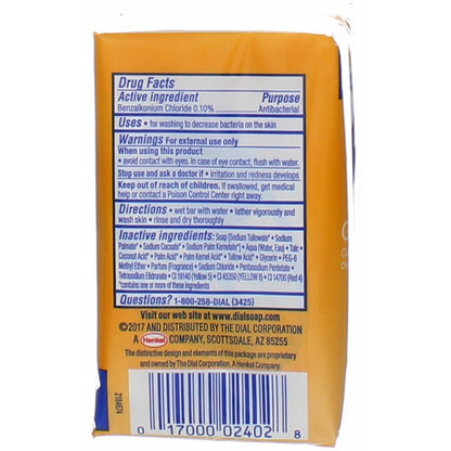 Dial Antibacterial Deodorant Soap Bar, Gold, 4 oz bars, 3 ea (Pack of 6)