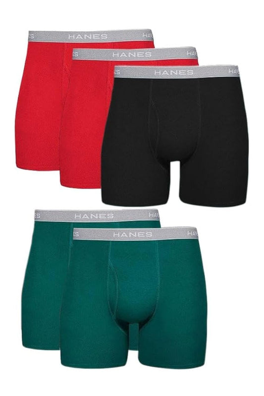 Hanes Men Boxer Briefs, Cool Dri Moisture-Wicking Underwear, 5 Pack - Multicolor, 3X-Large