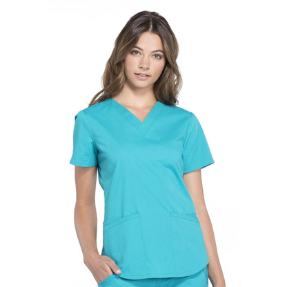 CHEROKEE Workwear Professionals Women Scrubs Top V-Neck Plus Size WW665, 3XL, Eggplant (Copy)