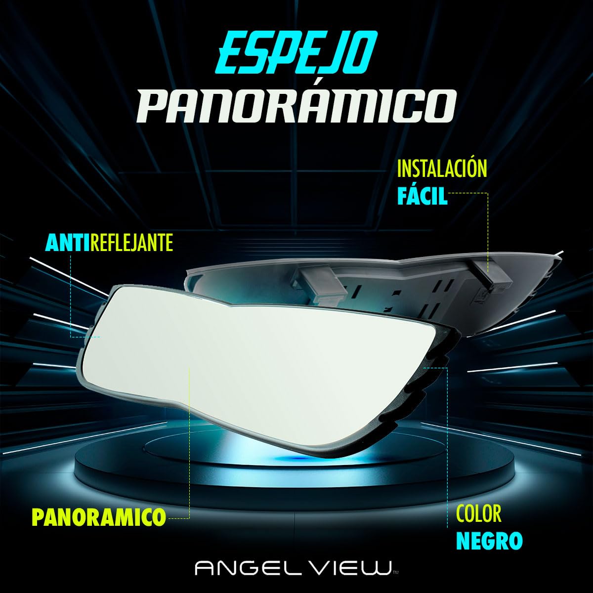 Angel View Wide-Angle Rearview Mirror, As Seen On TV Black Convex Car Mirror Installs in Seconds and Fits Most Cars, SUVs & Trucks, Holiday Gift
