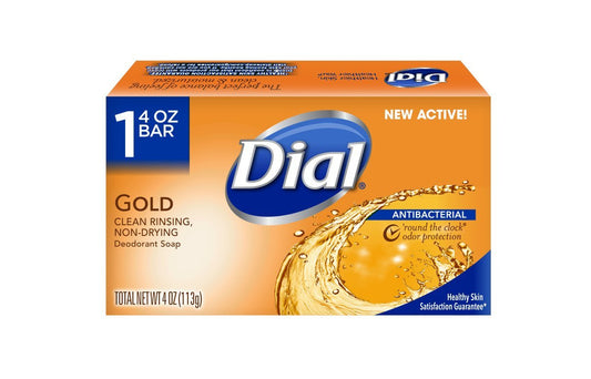 Dial Gold Antibacterial Deodorant Bar Soap, Clean Rinsing, Non-Drying, 4 OZ (Pack of 72)