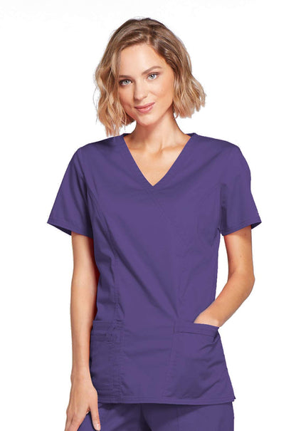 Cherokee Women's Workwear Scrubs Core Stretch Mock-Wrap Top (XX-Small), Wine (Copy)