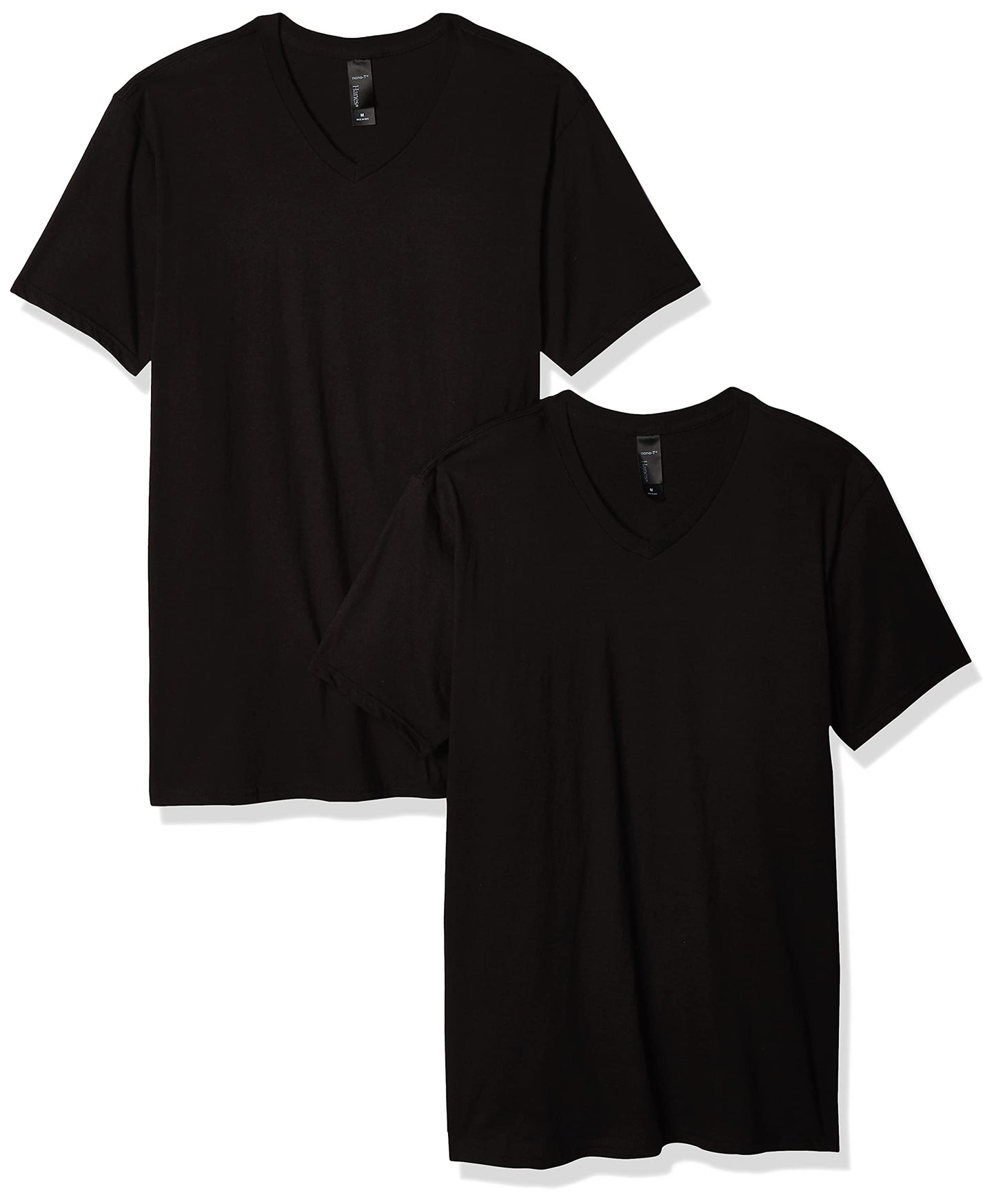 Hanes Men's Nano Premium Cotton V-Neck T-Shirt (Pack of 2), White, Medium