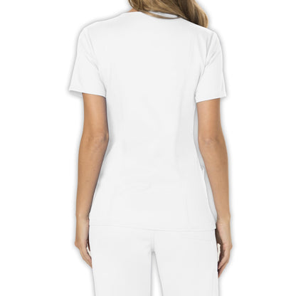 Cherokee Scrubs for Women Mock Wrap Top with 3 Pocket, Back Princess Seams WW610, XXS, White (Copy)