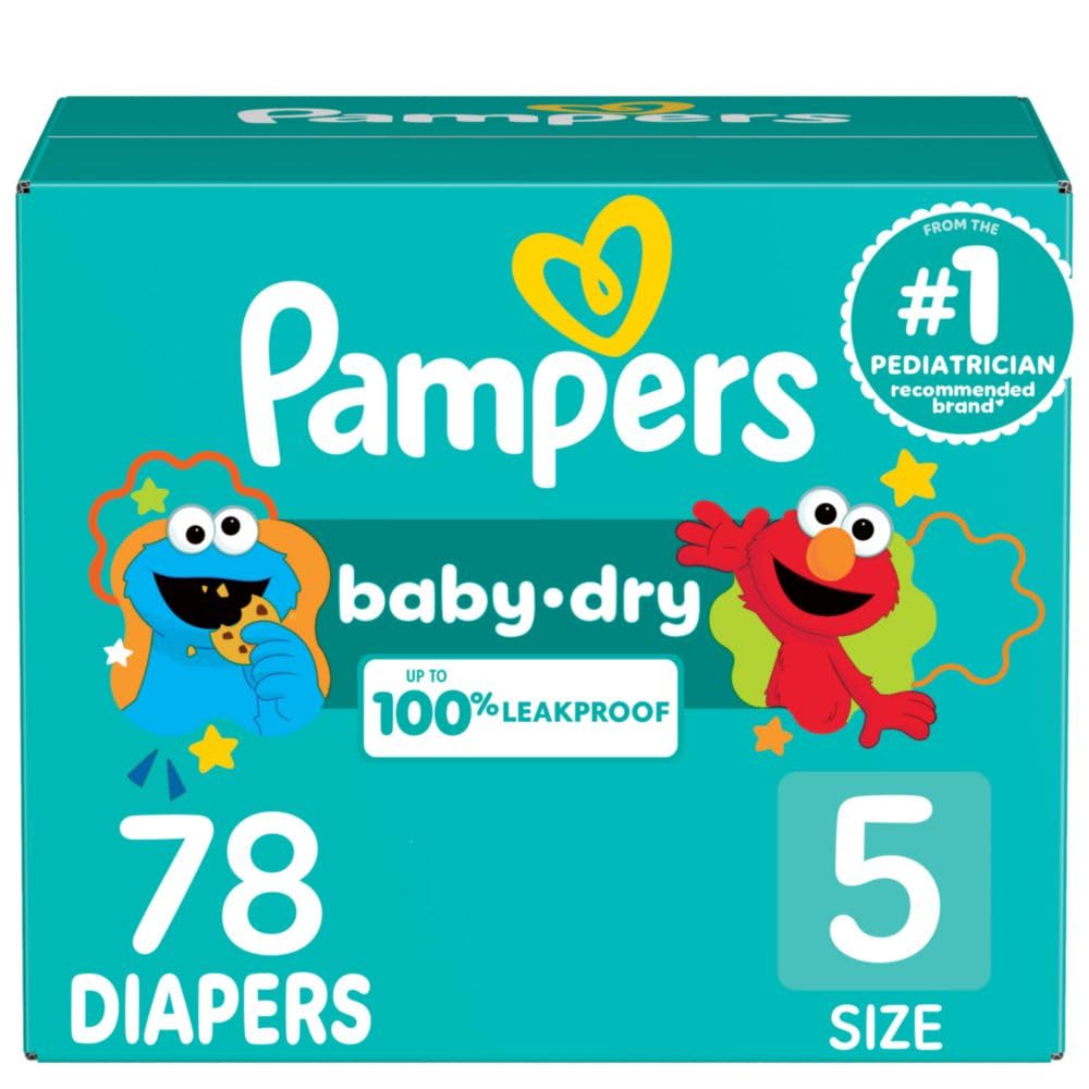 Pampers Diapers - Baby Dry - Size 5, 78 Count, Absorbent Disposable Infant Diaper (Packaging May Vary)