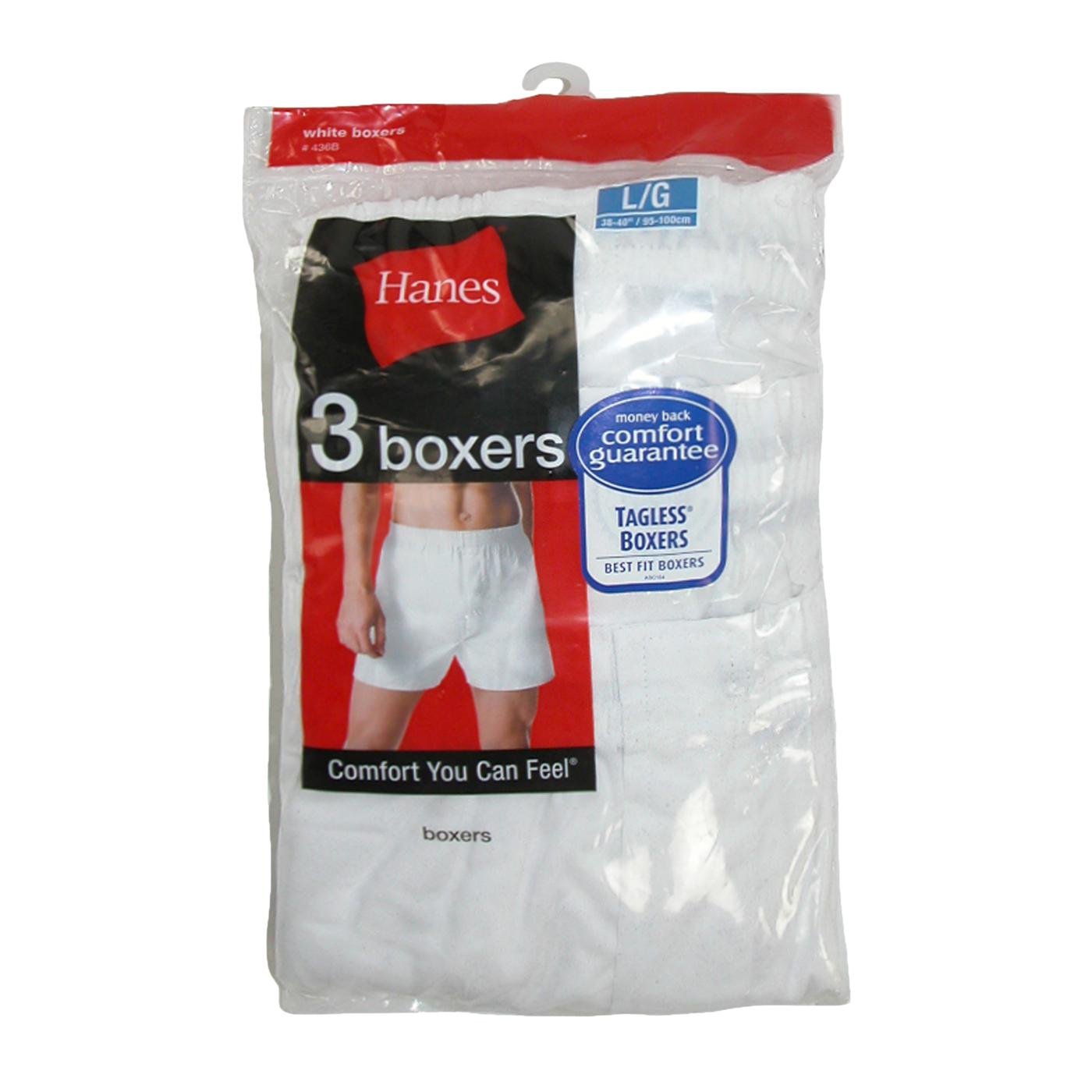 Hanes Poly Cotton Boxers 3-Pack - 436, White, S US (Waist 28-30)