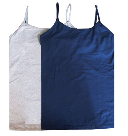Maidenform 2- Pack Cotton Stretch Camisole (Large, Navy/Grey)