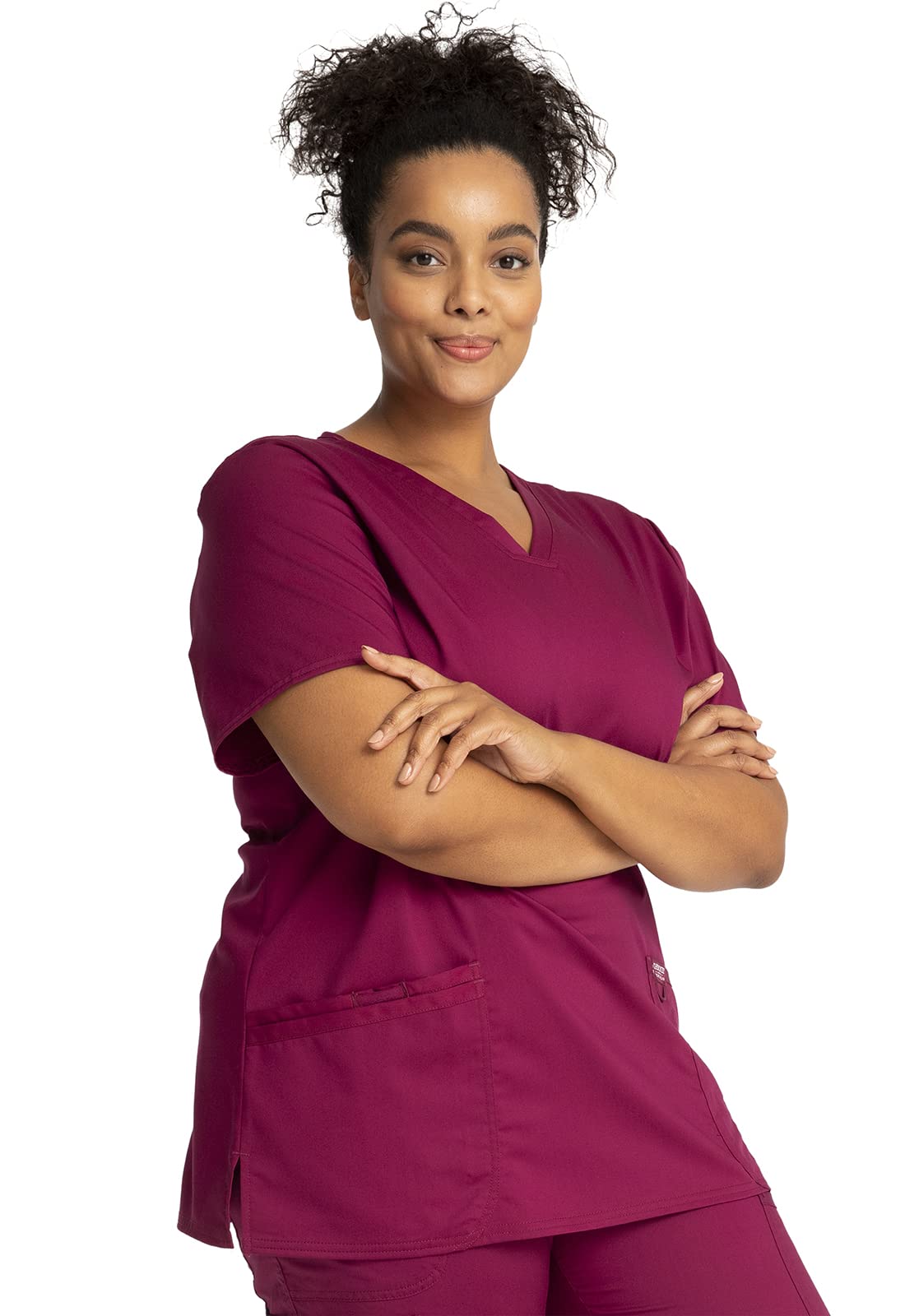 Cherokee Women's V-Neck Top, Wine, XX-Small