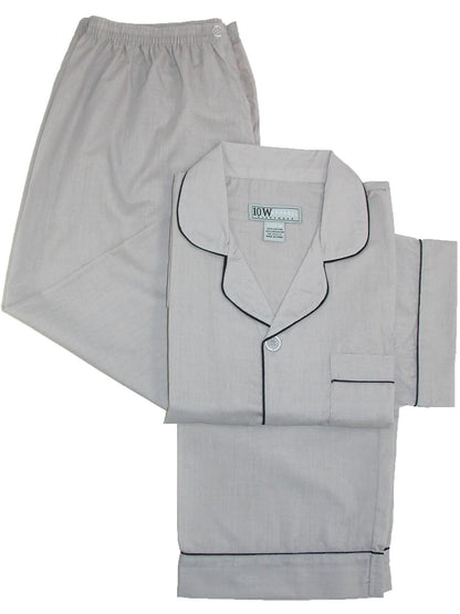 Ten West Apparel Men's Short Sleeve Long Leg Solid Pajama Set, Small, Grey