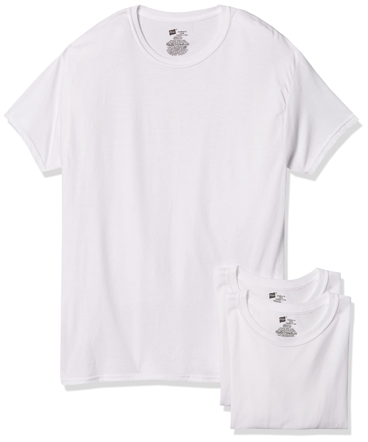 Hanes Men's Comfort Flex Fit Crewneck Tee Undershirt, 3 Pack White, X-Large