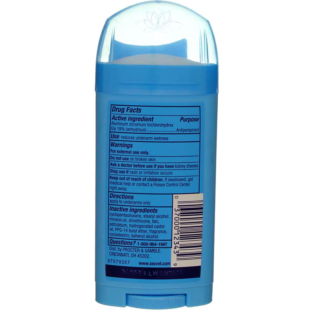 Secret Invisible Solid Antiperspirant and Deodorant, Powder Fresh, 2.6 Ounce (Pack of 6)