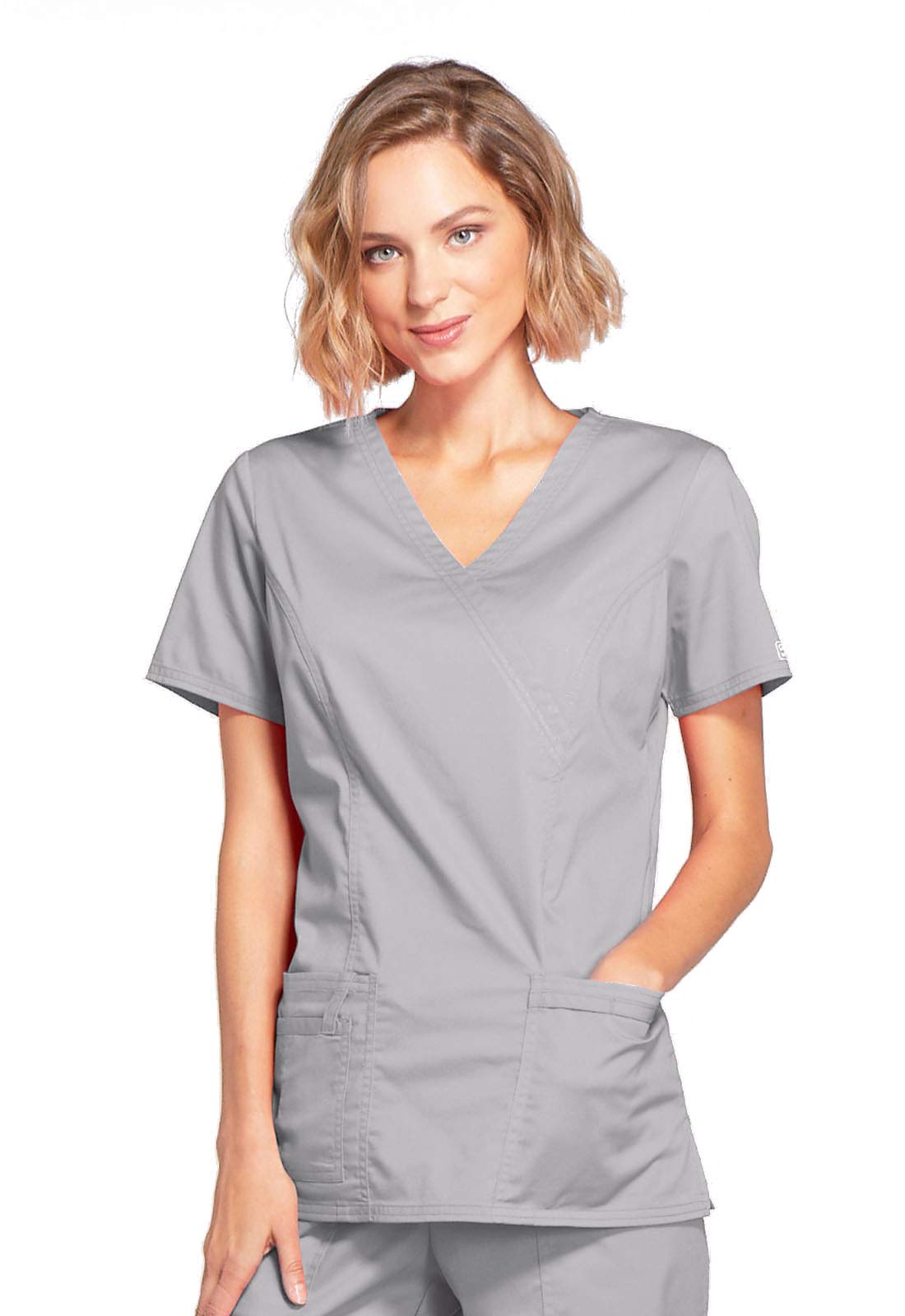 Cherokee Women's Workwear Scrubs Core Stretch Mock-Wrap Top (XX-Small), Wine (Copy)